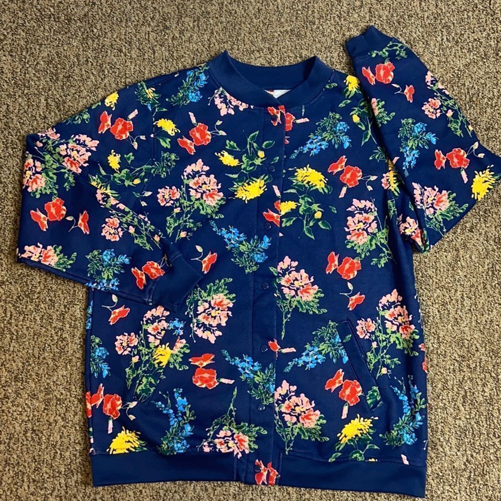 Vintage Tudor Court Women Sweater Floral Blue And Pink Size L